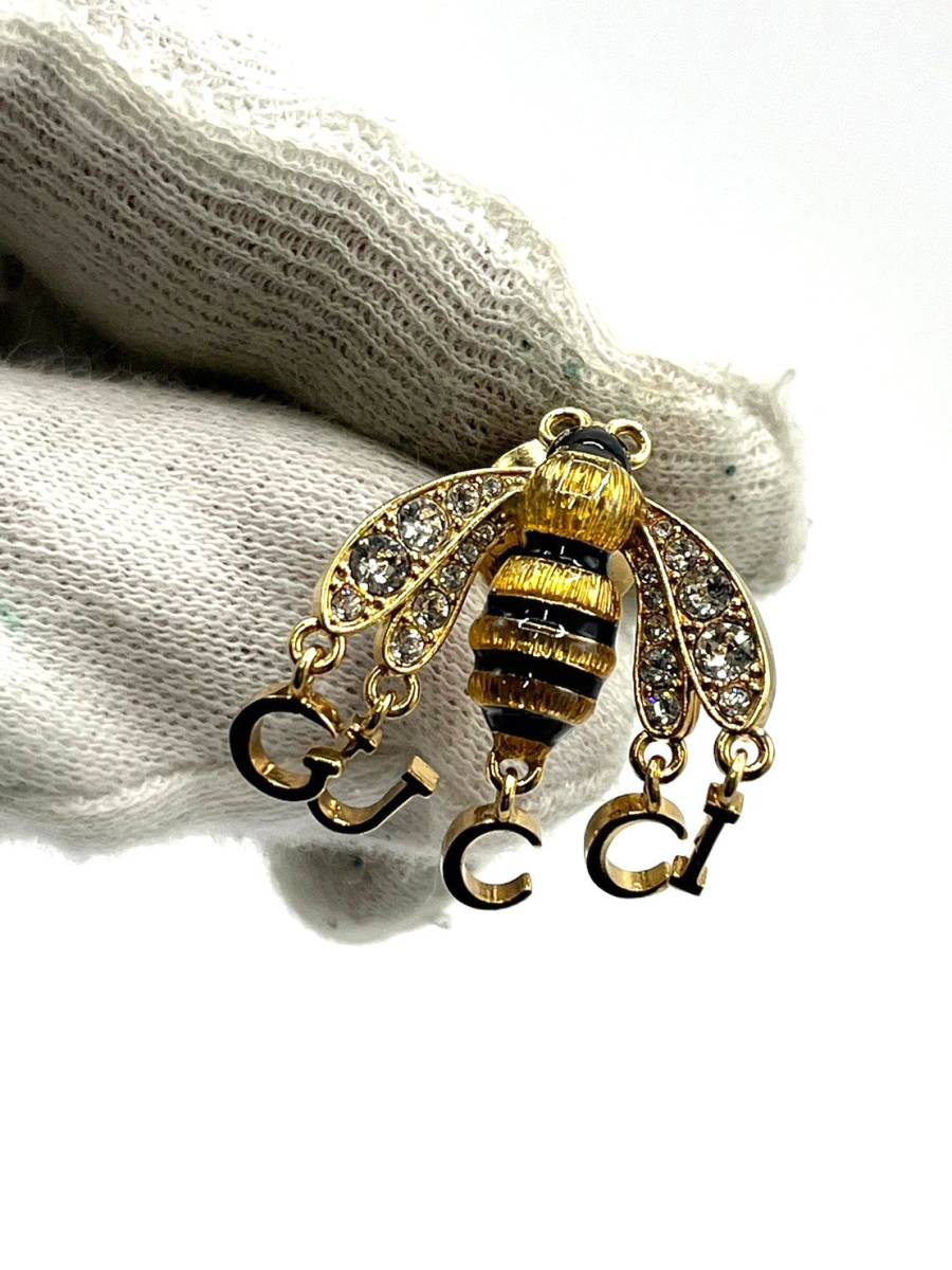 美品】GUCCI グッチ ピンブローチ 蜂 ハチ Bee メタル ゴールド系