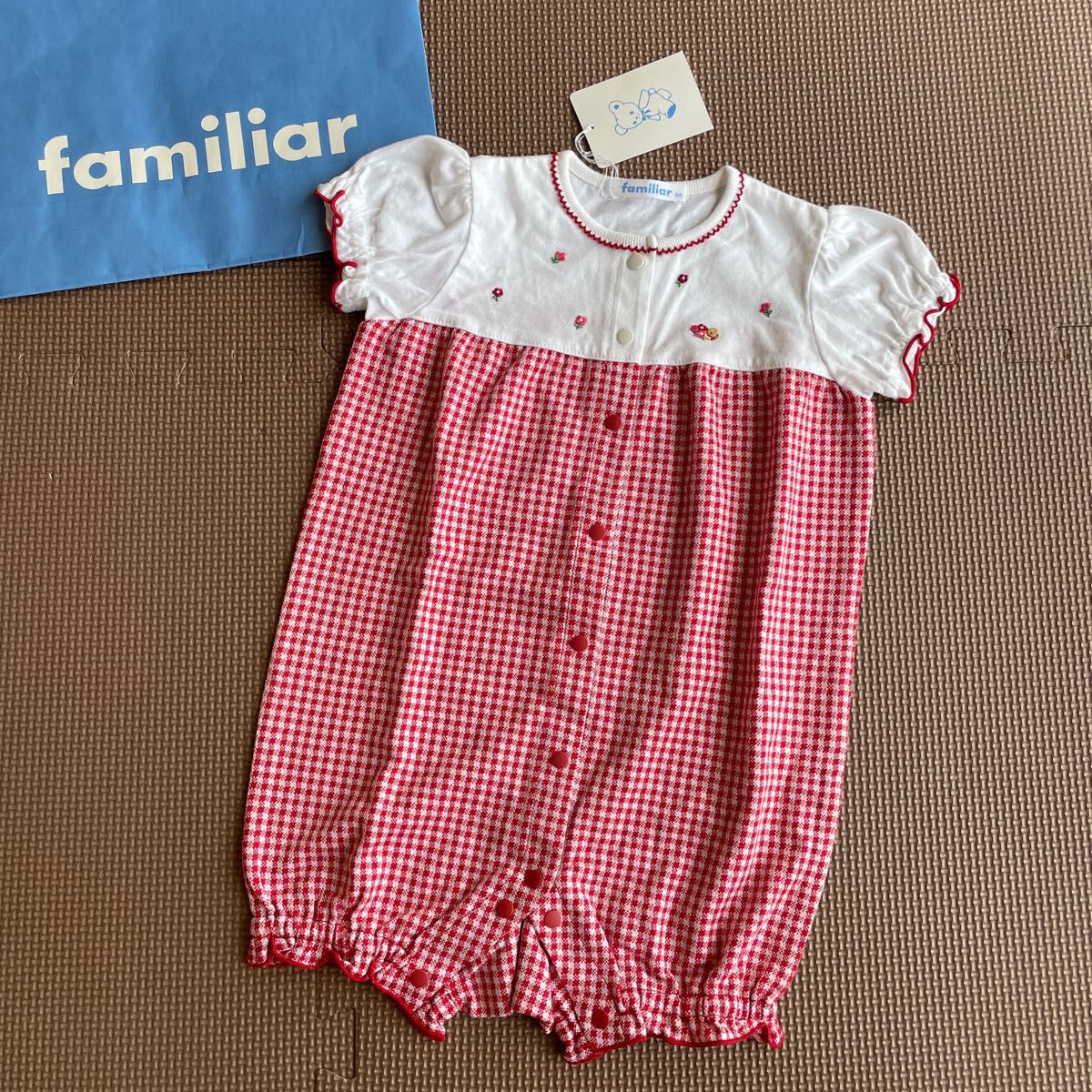 ファミリア 袖付き チェック柄 ロンパース 80｜Yahoo!フリマ（旧PayPay