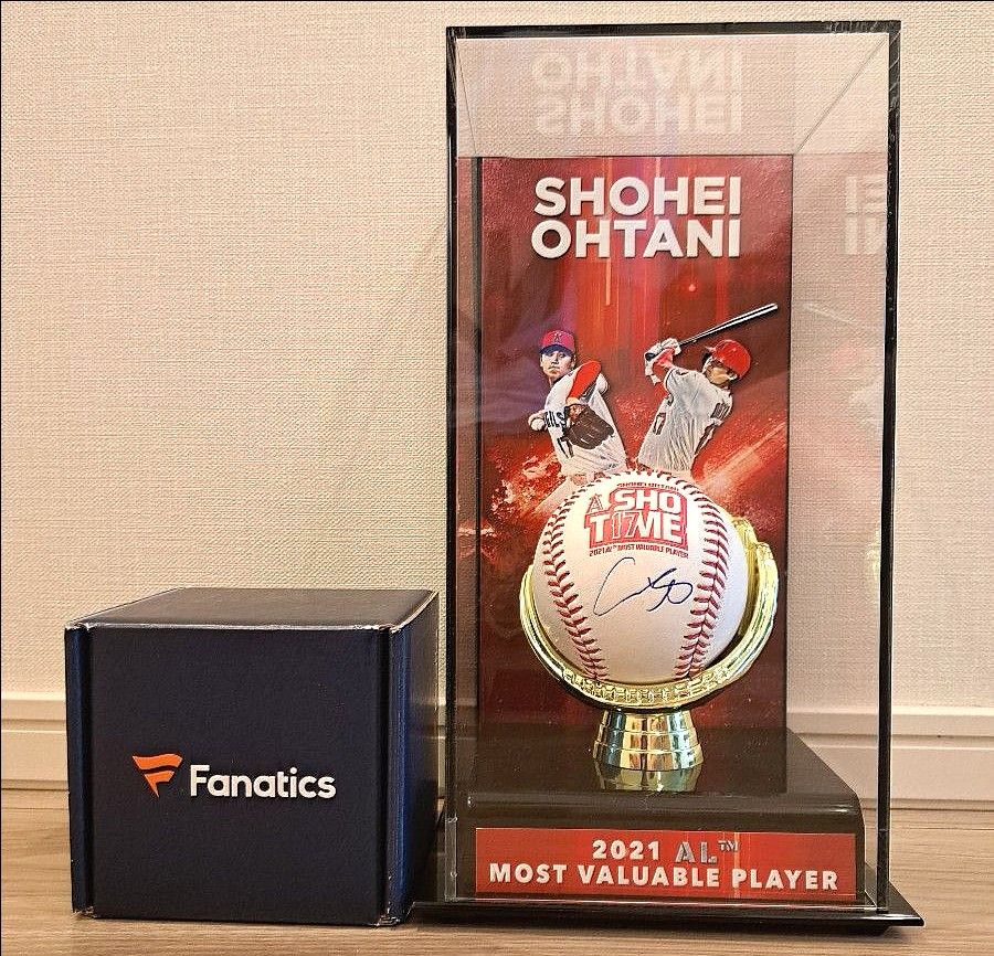 大谷翔平選手 2021年リーグMVP記念直筆サインボール&ディスプレイ