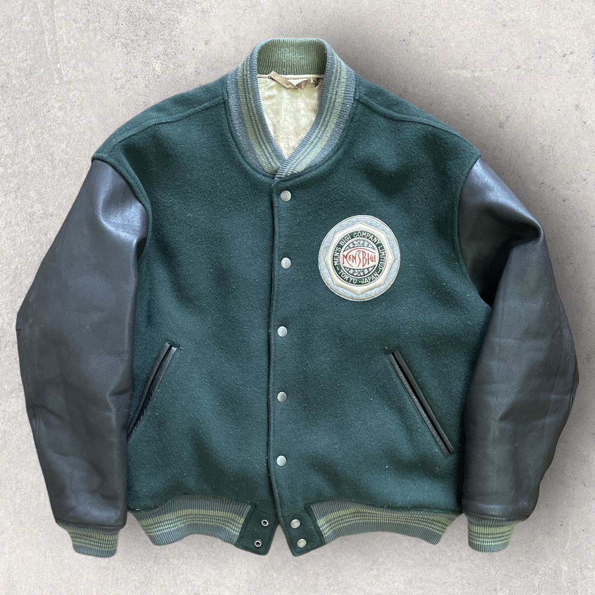 稀少カラー MEN'S BIGI メンズビギ 80s 袖革 アーチロゴ スタジャン M