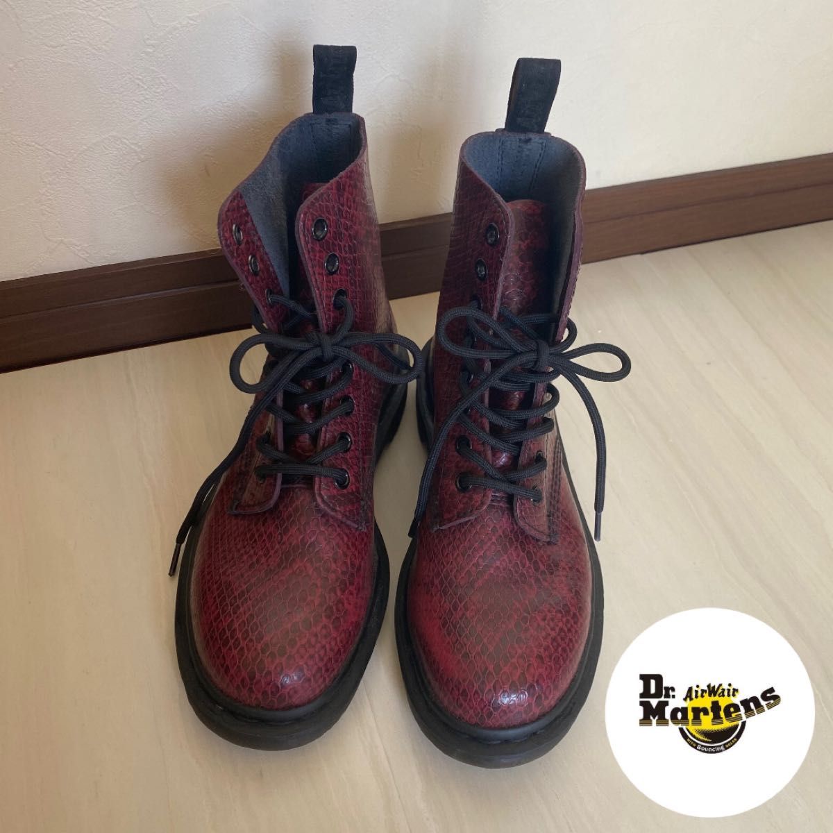 美品】【限定品】ドクターマーチン【Dr Martens】パイソン柄 ボルドー