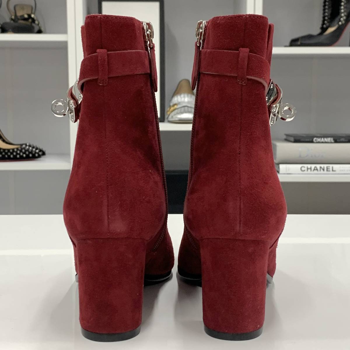 8452 エルメス サンジェルマン ケリー金具 スエード ショートブーツ