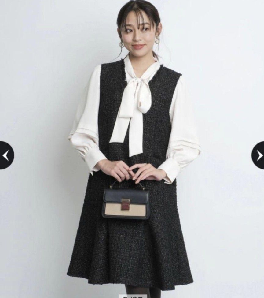 新品 ジャスグリッティー ラメツイードワンピース ジャンスカ