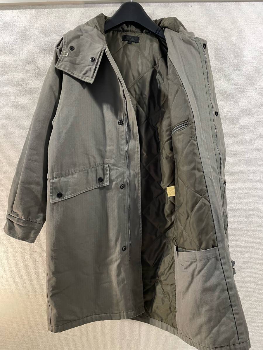 即決 A P C ミリタリーコート フランス製 S モッズコート キルティング