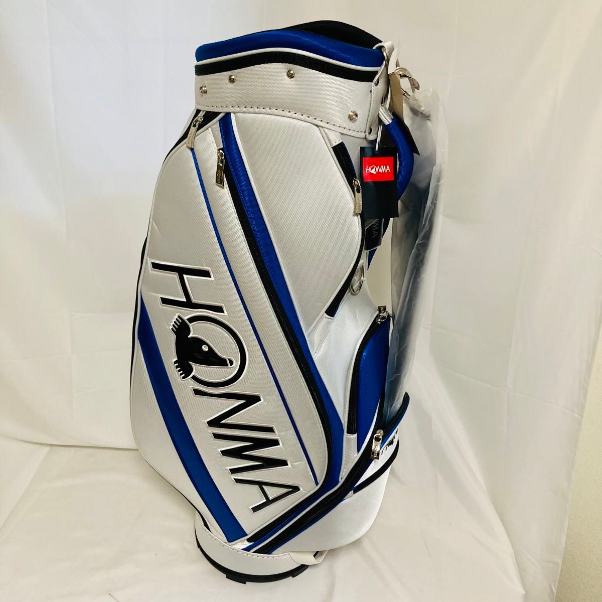 新品】HONMA キャディバッグ 9型 ホワイト ブルー 白 青 本間ゴルフ