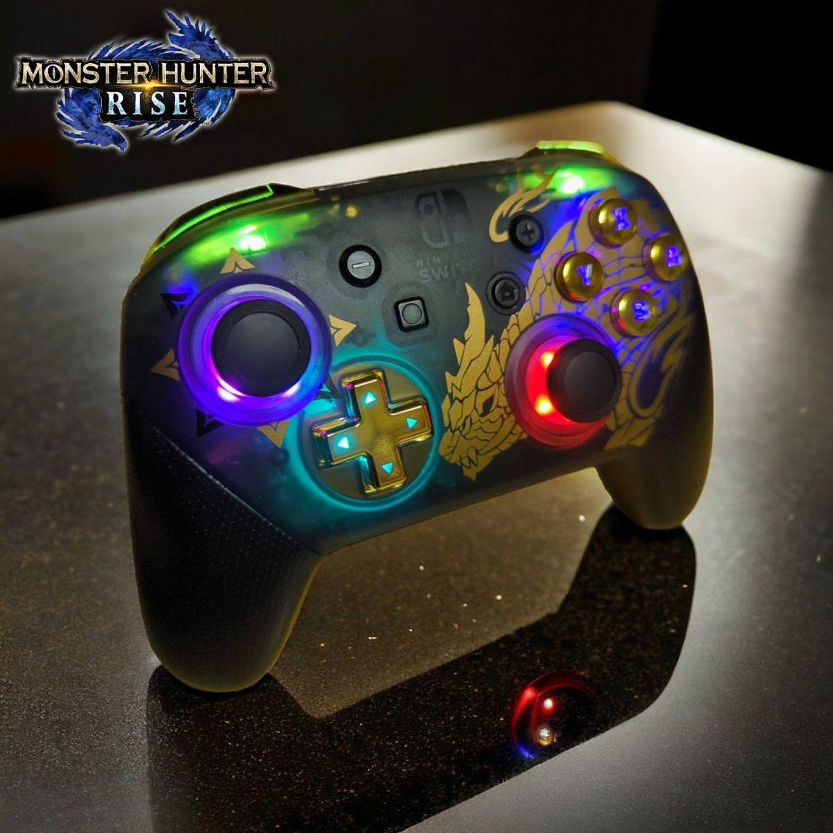 任天堂 純正】スイッチプロコン モンハンライズ LED カスタム シェル