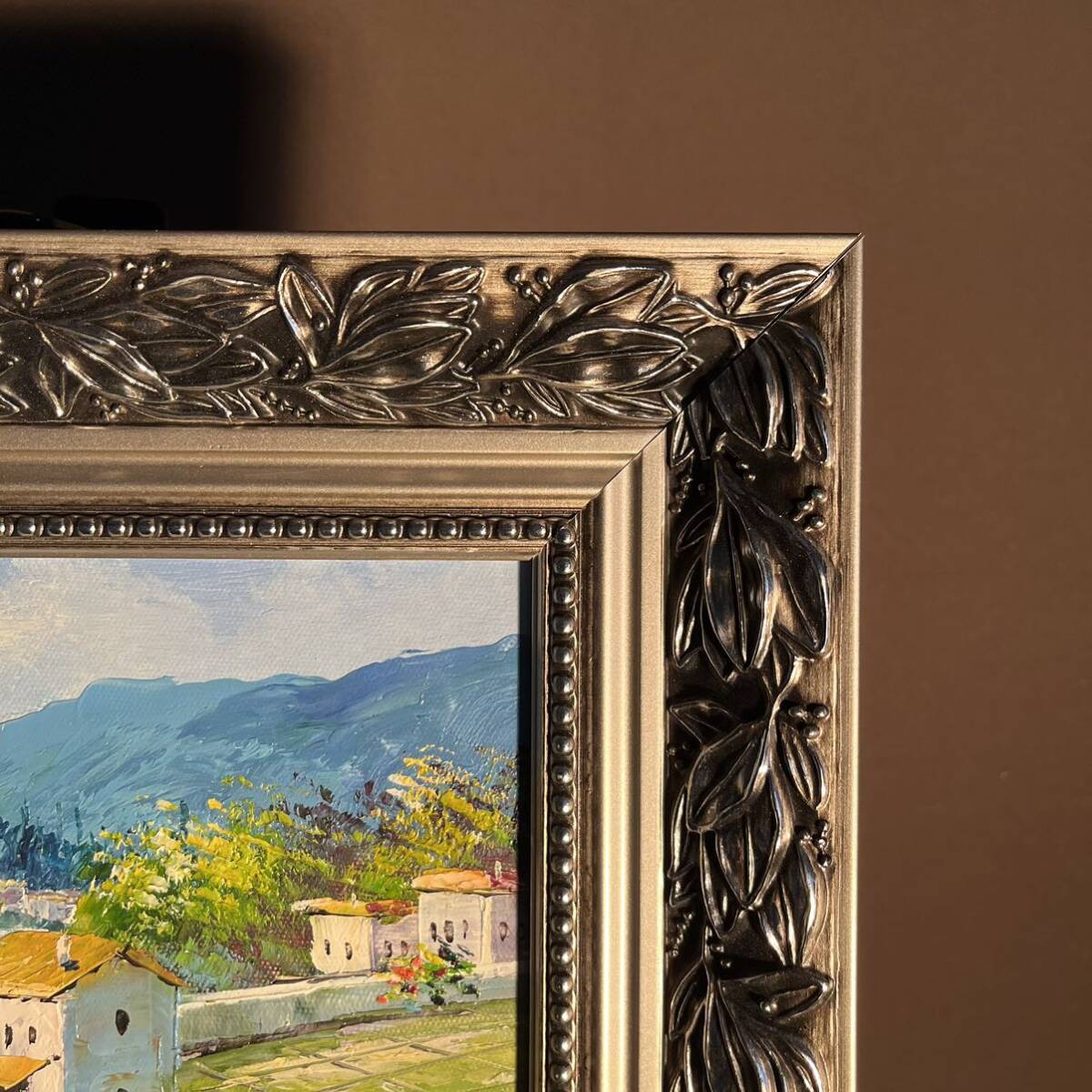 手書き油絵 地中海の風景 額付 絵画 インテリア 油彩画｜Yahoo!フリマ