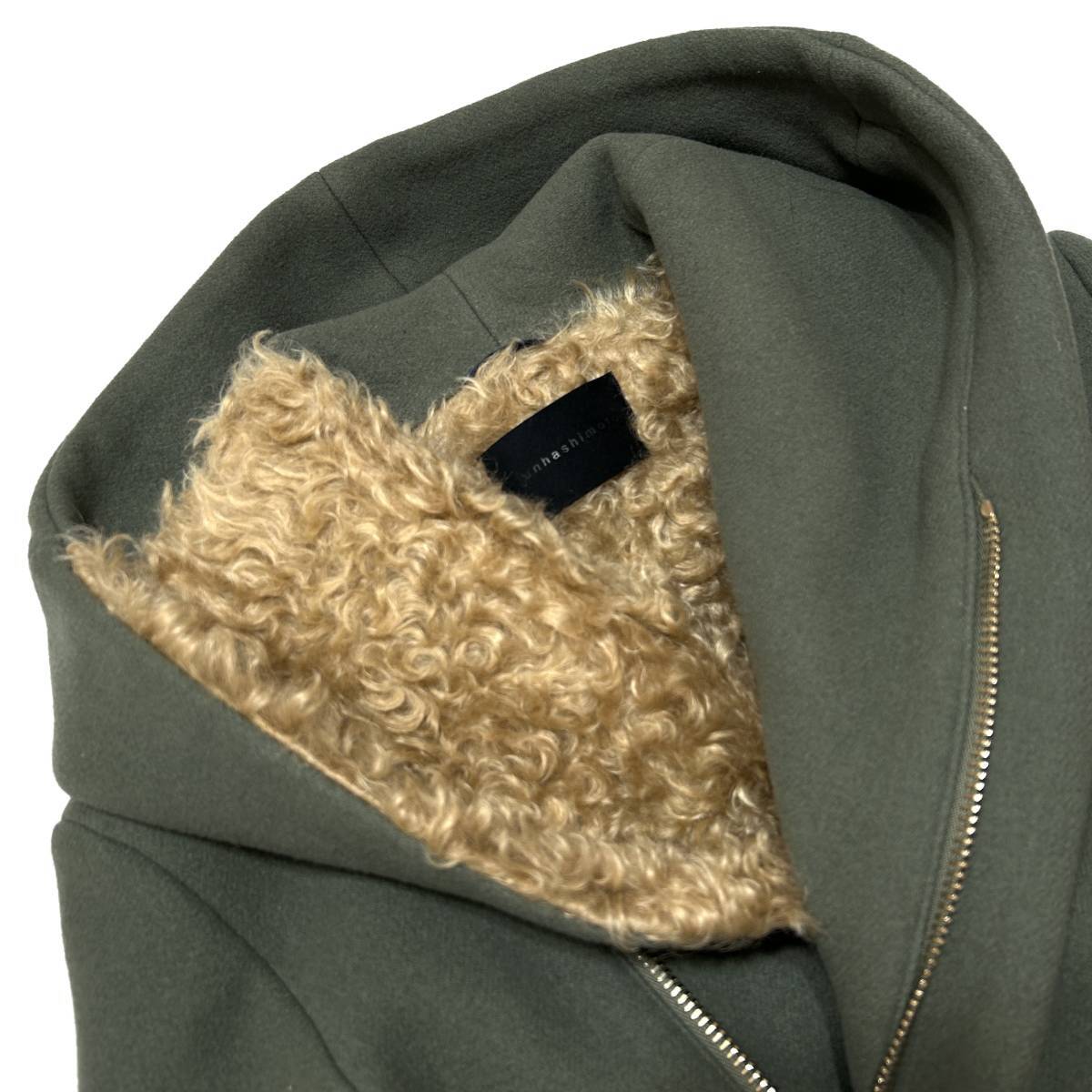 LEON掲載 定価16 2万 junhashimoto×STEIFF WRAP HOODED COAT 3 カーキ