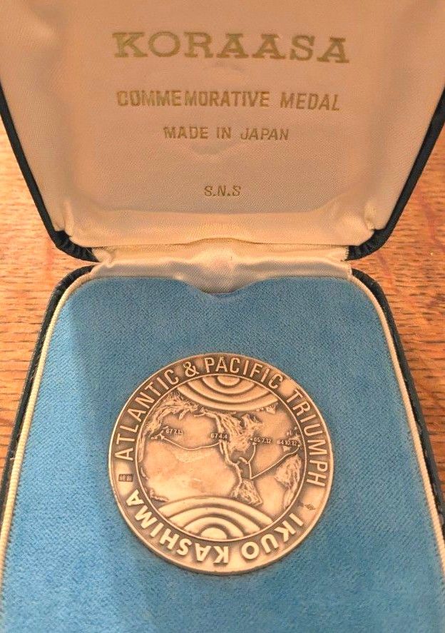 純銀 1967 大西太平洋横断記念 コラーサ号記念メダル 純銀 30g 鹿島