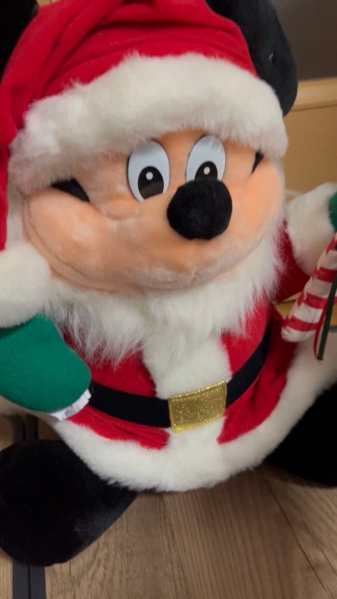 未使用 X'mas ミッキーマウス サンタ ぬいぐるみ 高さ約40cm 光と音