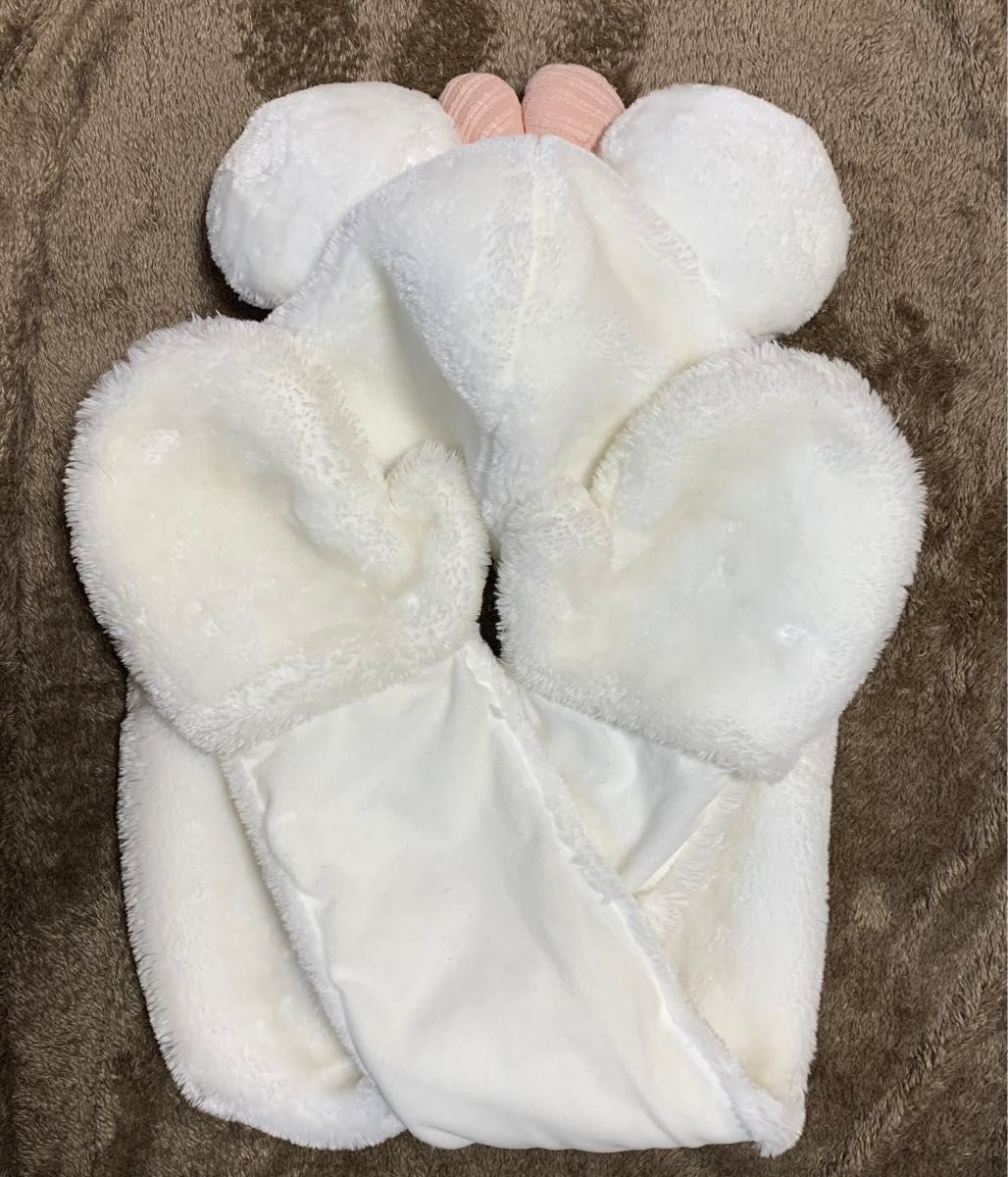 ディズニー ミニー 手袋付き ファンキャップ 白 もこもこ マフラー