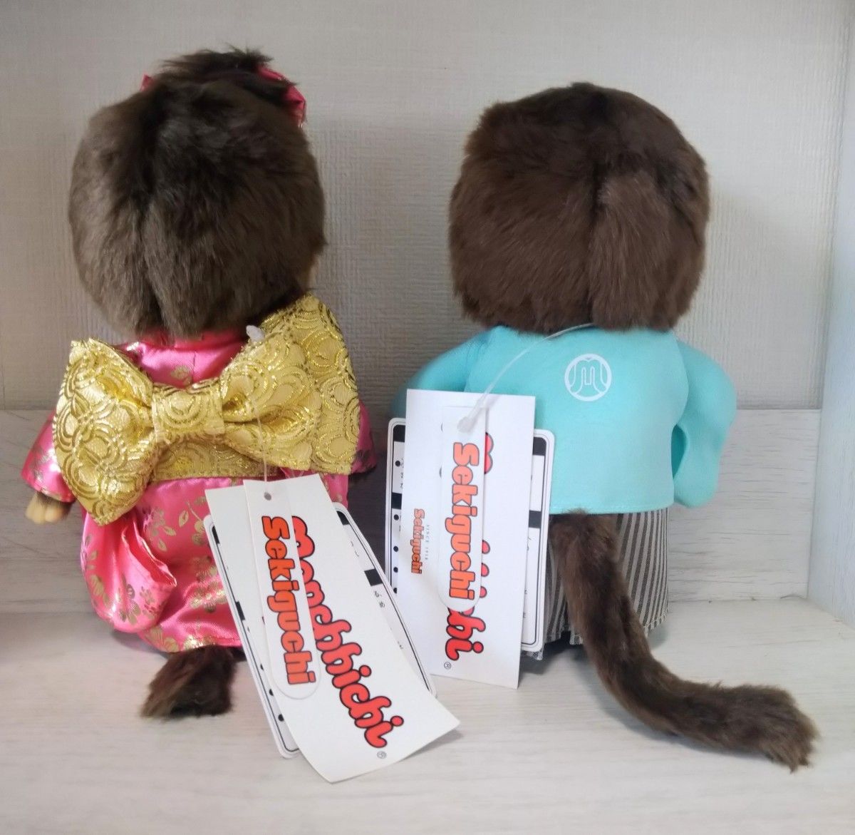 新品 紋付袴 モンチッチ 男の子 女の子 振袖 2体セット 立ちモン