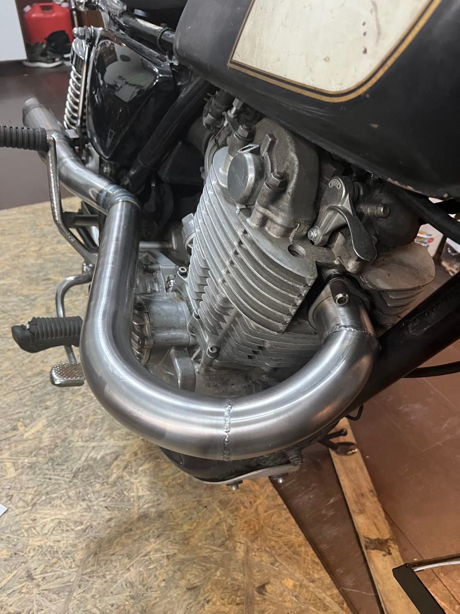 sr400 sr500用 アップマフラーワンオフ品 スチール チョッパー ボバー