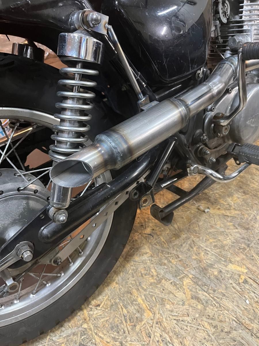 sr400 sr500用 アップマフラーワンオフ品 スチール チョッパー ボバー