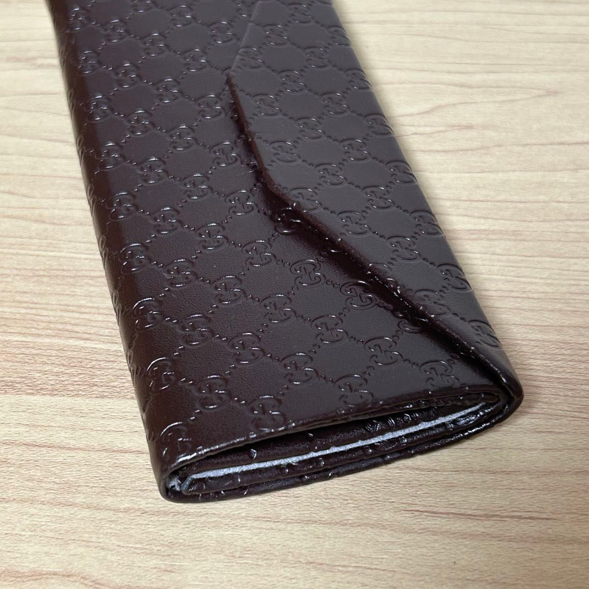 GUCCI グッチ メガネケース シマ サングラスケース レザー 革 濃茶