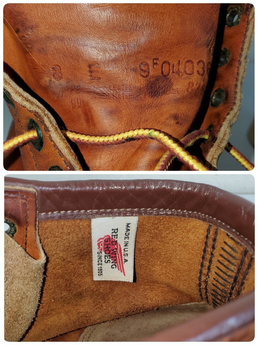 美品 刺繍縦羽タグ/99年製 REDWING レッドウィング 875 レザー