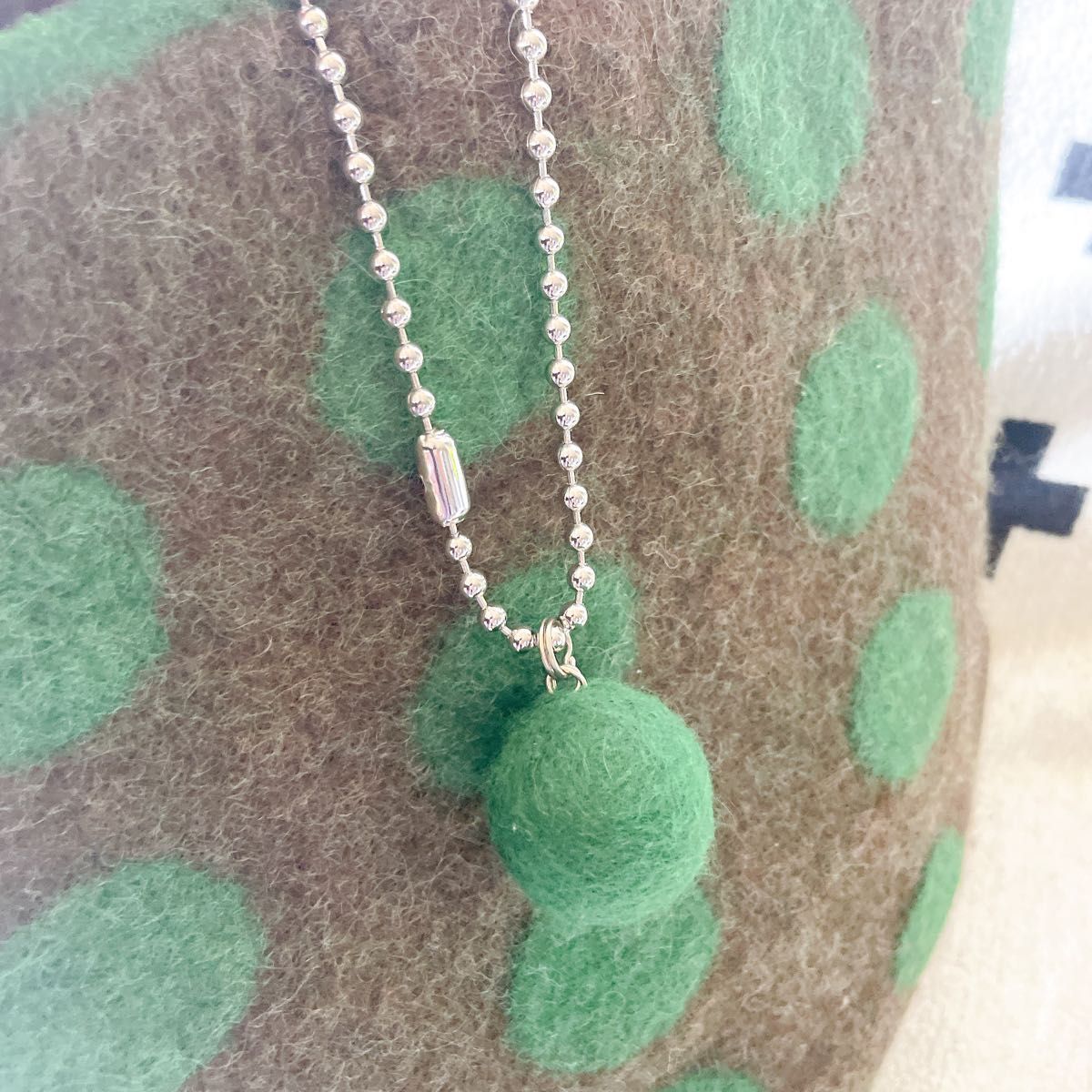 小門富美子作 fumiko kokado 羊毛フェルト 水玉模様 トートバッグ