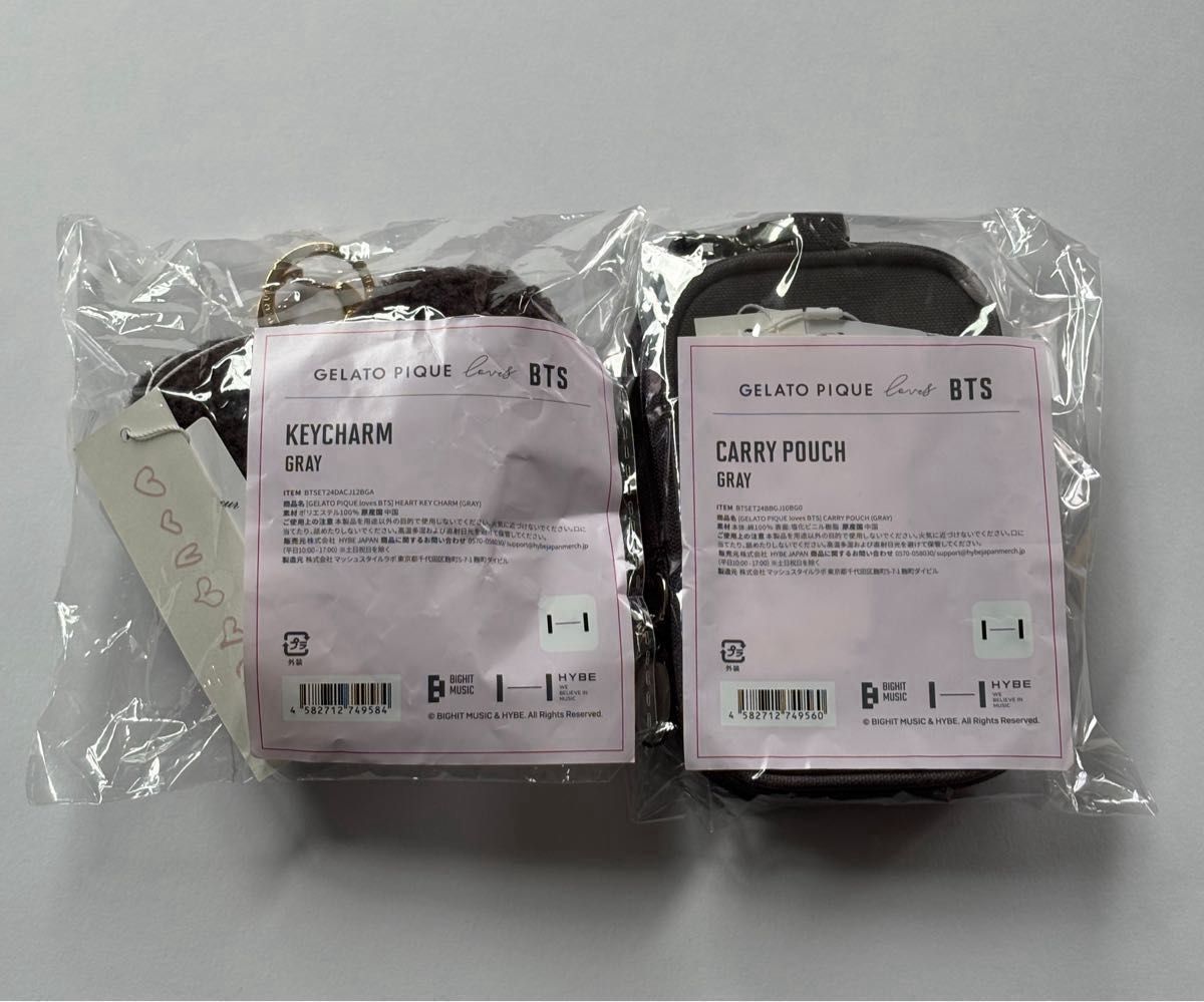 BTS GELATO PIQUE loves POUCH HEART KEY CHARM GRAY ジェラピケ