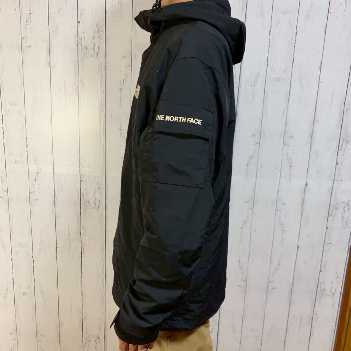 ノースフェイス マウンテンパーカー 黒 メンズ M 肩ポケット 刺繍ロゴ