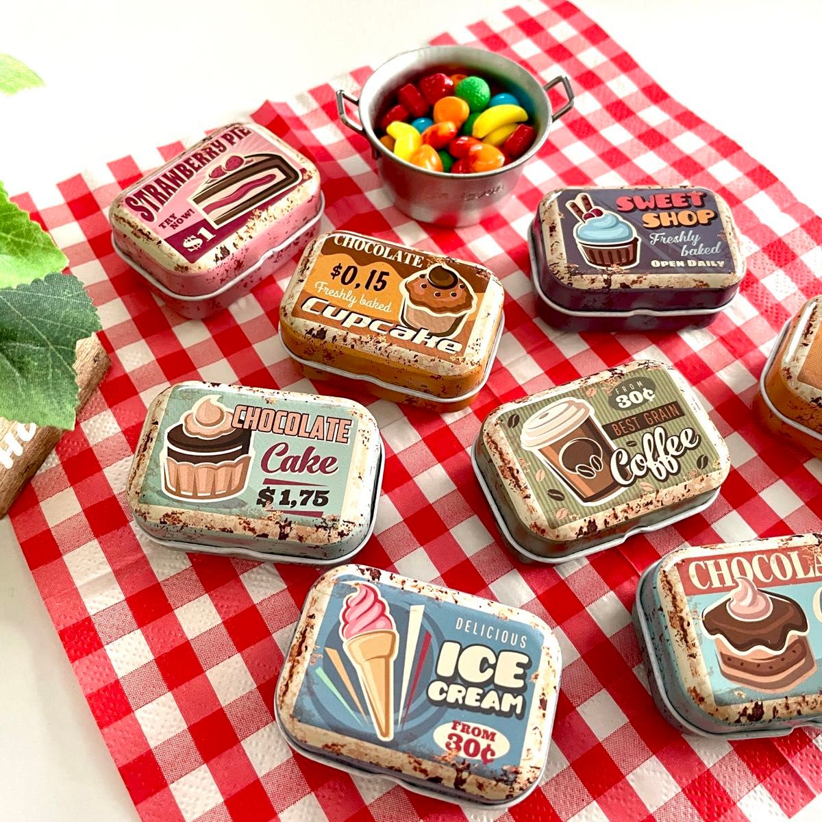 レトロ缶 アメリカン雑貨 ヴィンテージ風デザイン 小物入れ サプリ