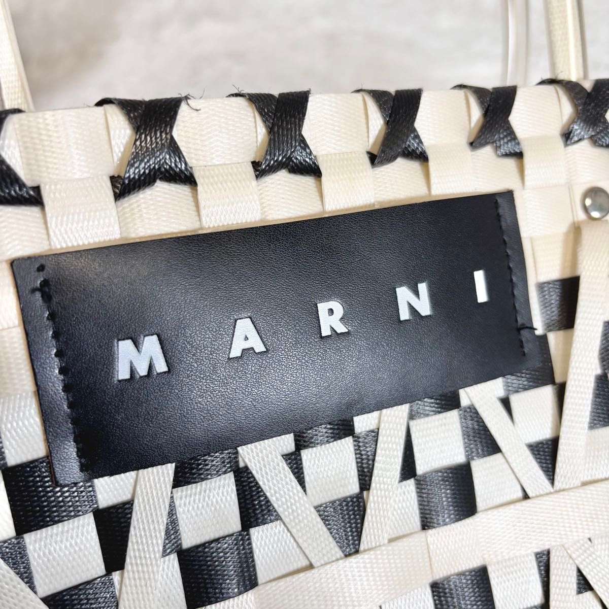定番】 マルニ トート マーケット カゴバッグ MARNI 白 黒 ハンド かご