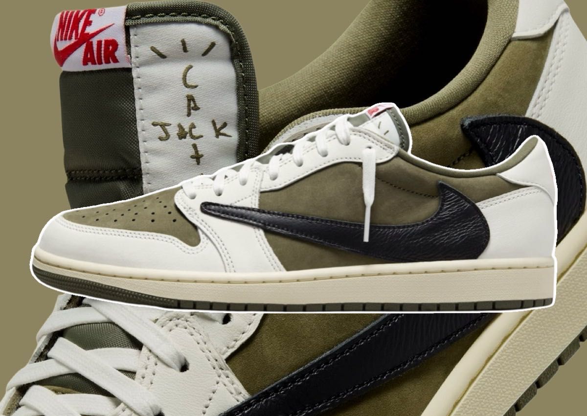 Travis Scott Nike Air Jordan 1 Low OG SP Reverse Olive 28cm 黒タグ