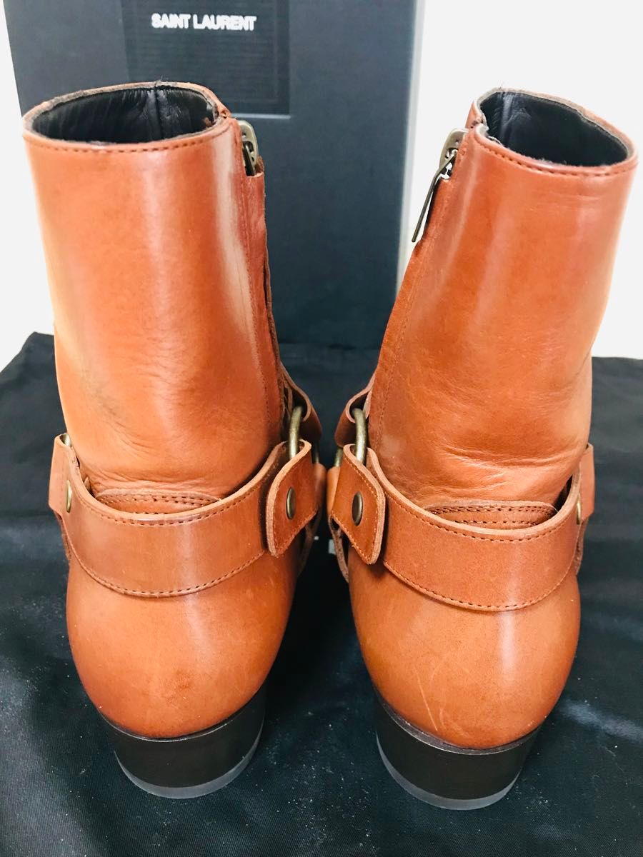 美品SAINT LAURENT サンローラン ワイアットハーネスブーツ41茶リング