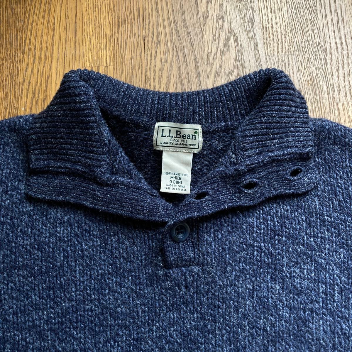 L L Bean ヘンリーネック セーター ラムウール ハーフボタン メンズM