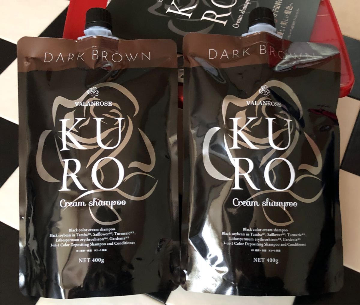 バランローズ＊クロクリームシャンプー (ダークブラウン,400g)×2P KURO