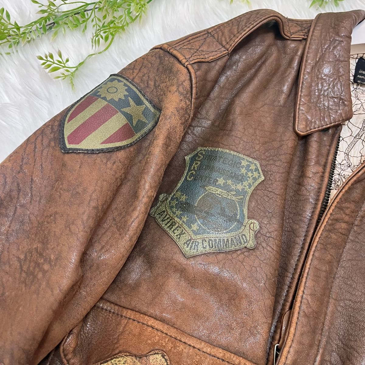 AVIREX アヴィレックス A-2 フライトジャケット レザージャケット 地図