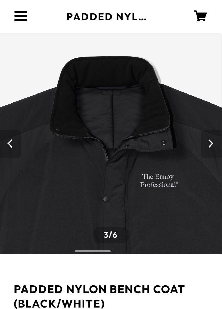 ENNOY Padded Nylon Bench Coat Black/White XL｜Yahoo!フリマ（旧