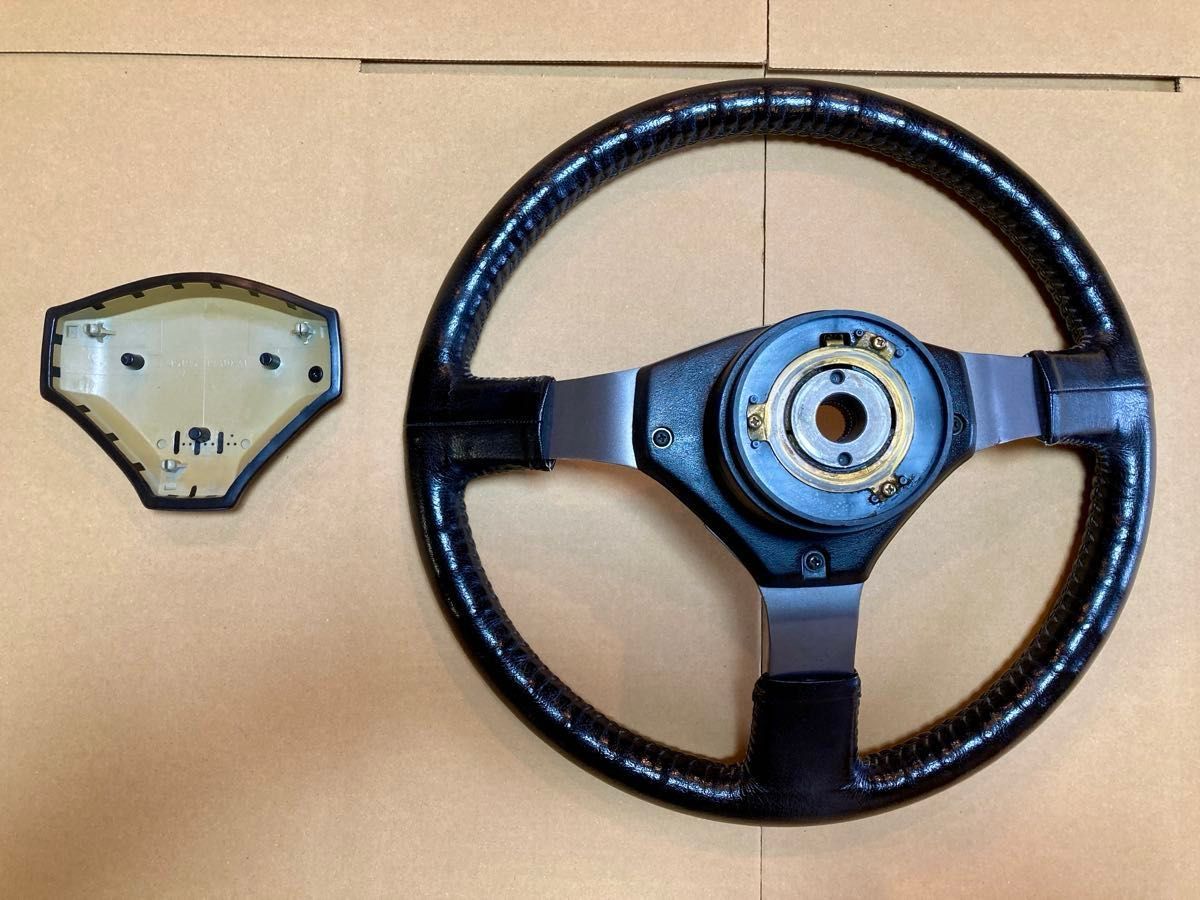 AE86 純正 ステアリング ハンドル レザー 革巻 前期 APEX レビン