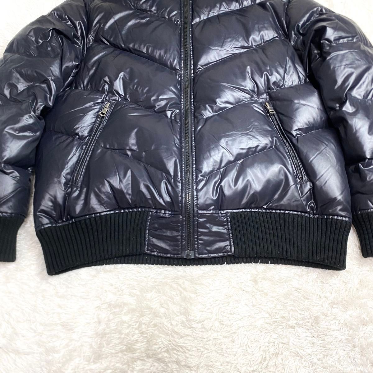 OLD UNIQLO fur down jacket 00s y2k 光沢 短丈 オールドユニクロ