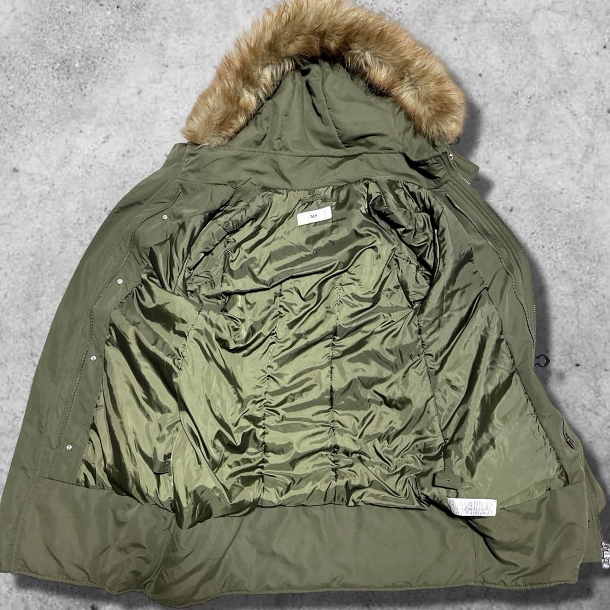 SLY ミリタリーモッズコート ボアライナーフード カーキ 鬼ファー 平成