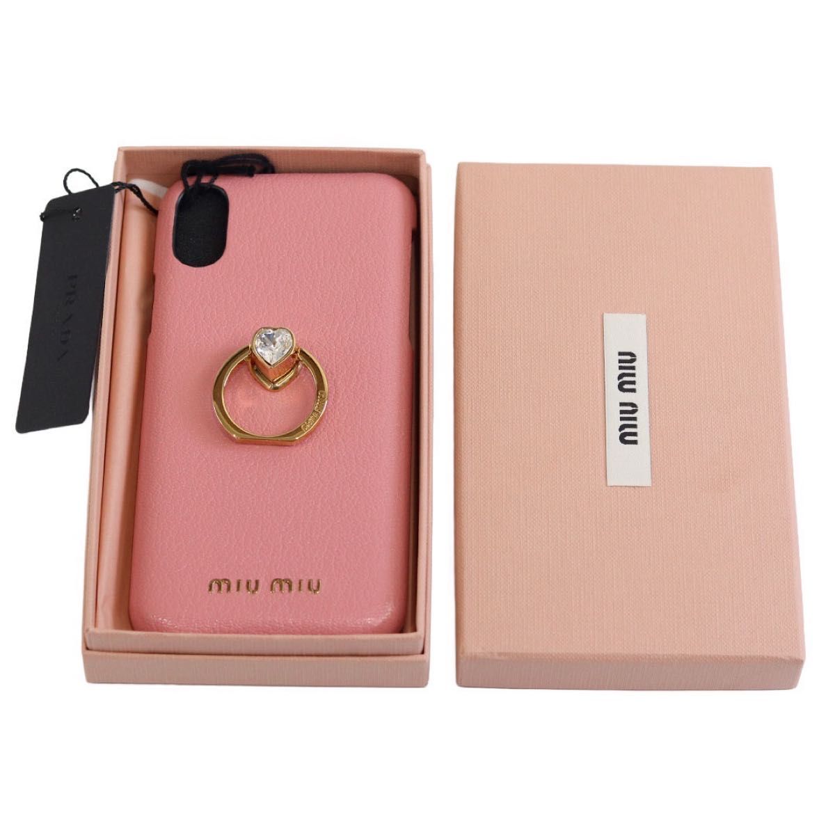 miumiu ミュウミュウ iPhoneケース XS/X ピンク ハートリング付き