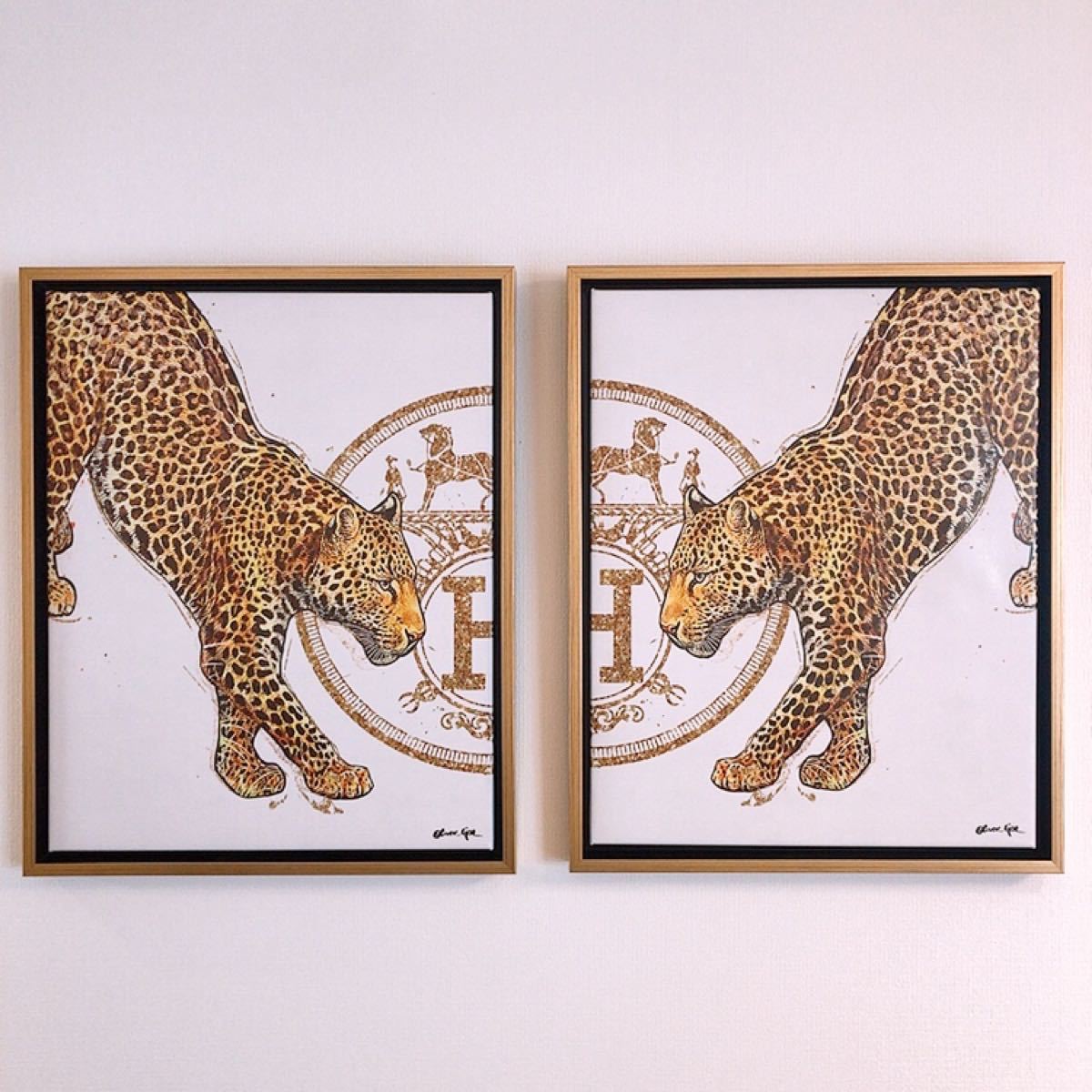 オリバーガル oliver gal エルメス ジャガー 絵画 額付き ゴールド