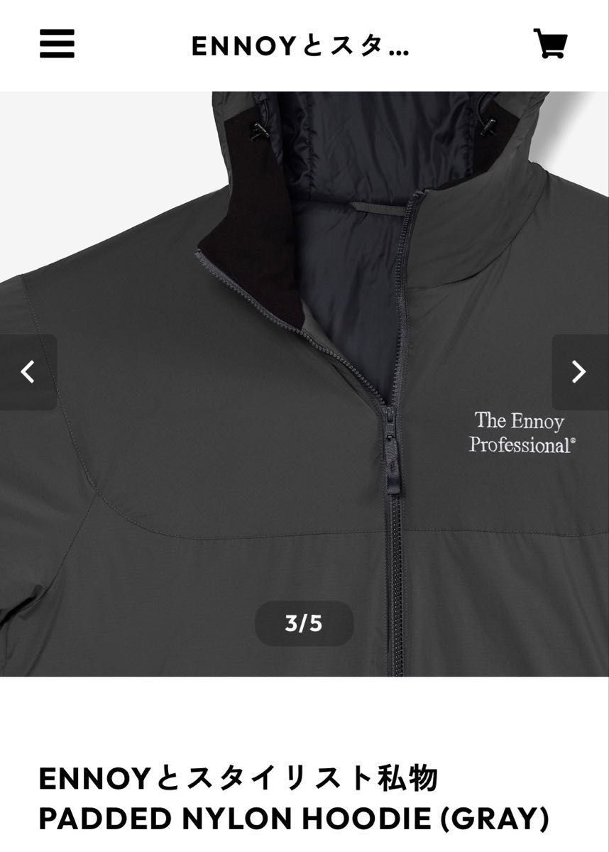 グ*チ様 ENNOYスタイリスト私物 PADDED NYLON HOODIEグレ Ennoy