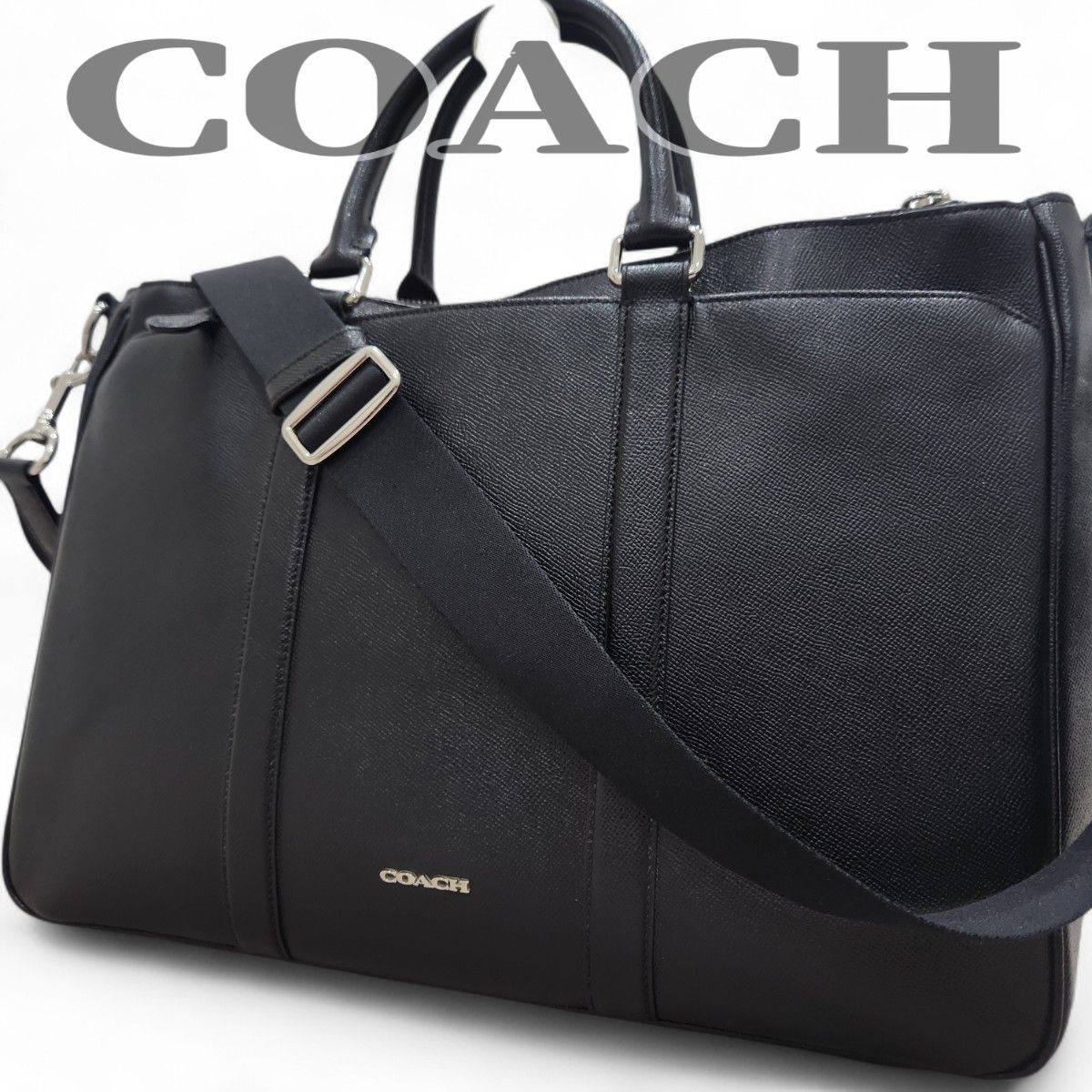 COACH コーチ F59141 2WAY ビジネスバッグ 本革 ブラック 黒 A4収納 PC