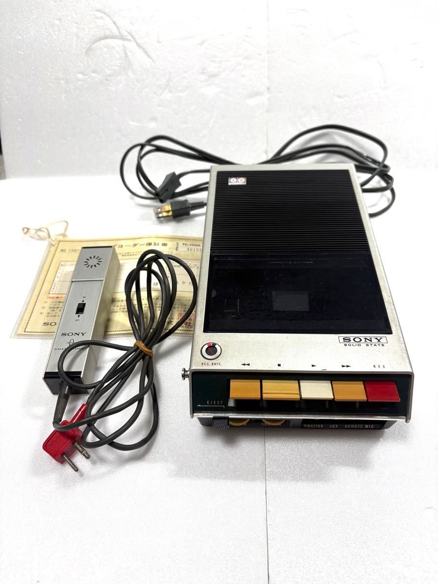 SONY TC-100 カセットテープレコーダー 当時物 昭和レトロ ソニー 説明