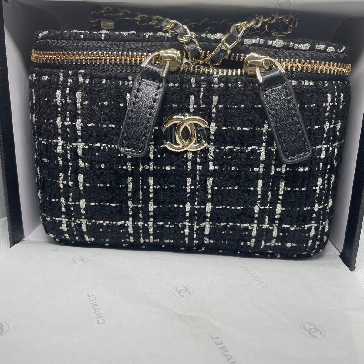 CHANEL ノベルティ ショルダーバッグ バニティ ツイード シャネル VIP