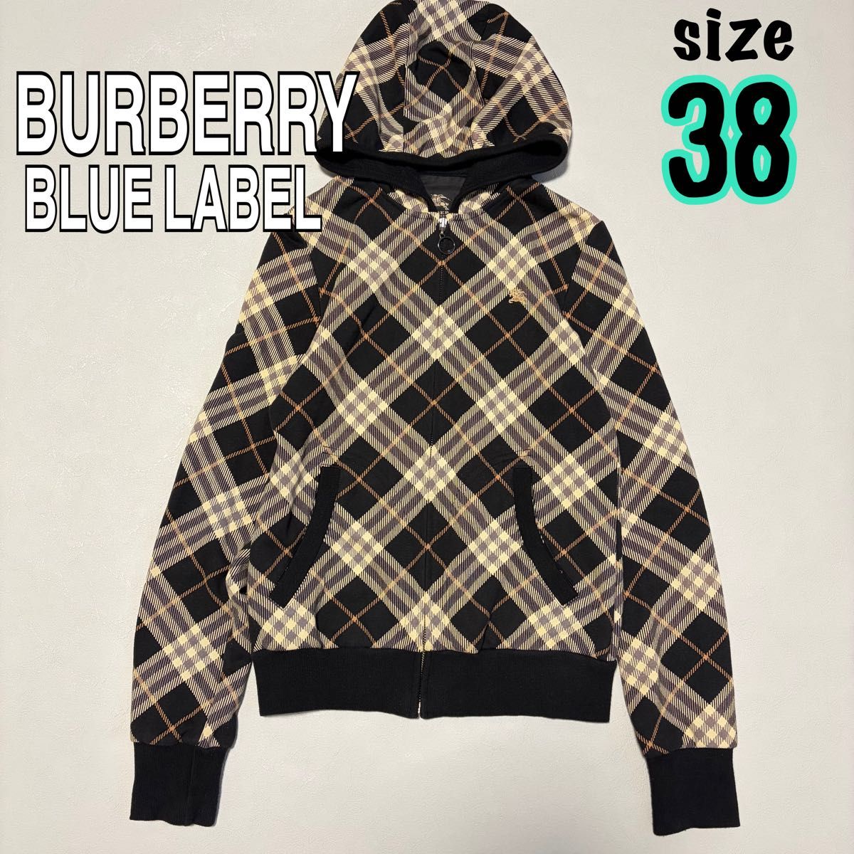 バーバリーブルーレーベル】日本製 ノバチェック ホースロゴ刺繍