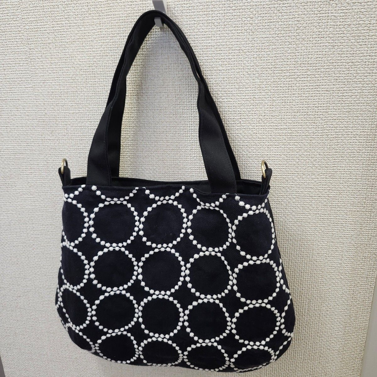 ハンドメイド トートバッグ ミナペルホネン タンバリン ネイビー