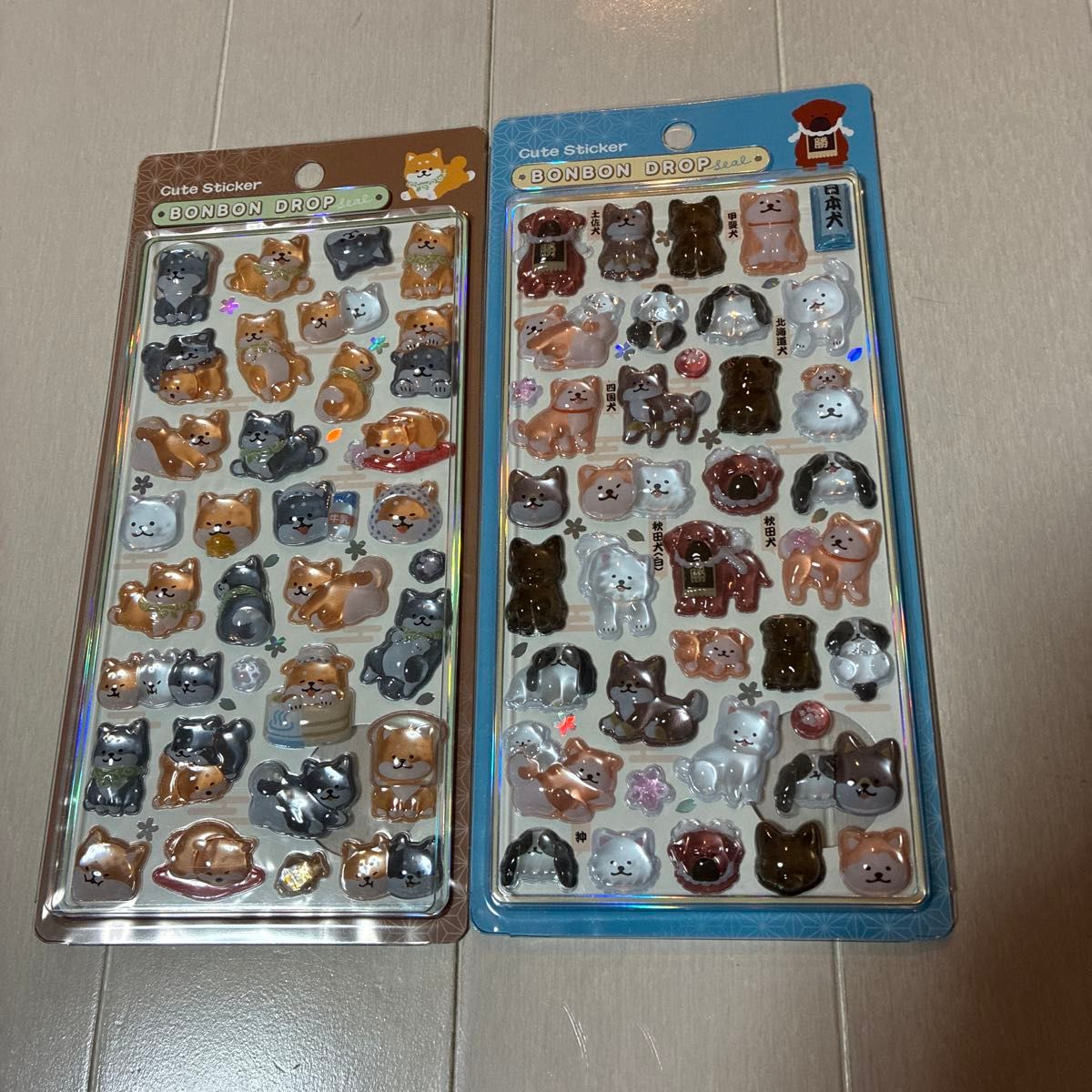 迅速対応】ボンボンドロップシール 日本犬 柴犬 秋田犬 2点セット 和柄