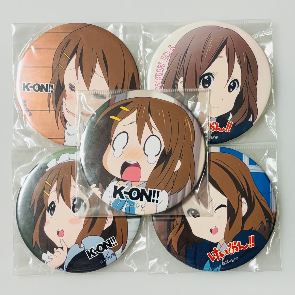 プレミア品けいおん TBS限定 平沢唯 缶バッジ5種＋木札5種コンプリート