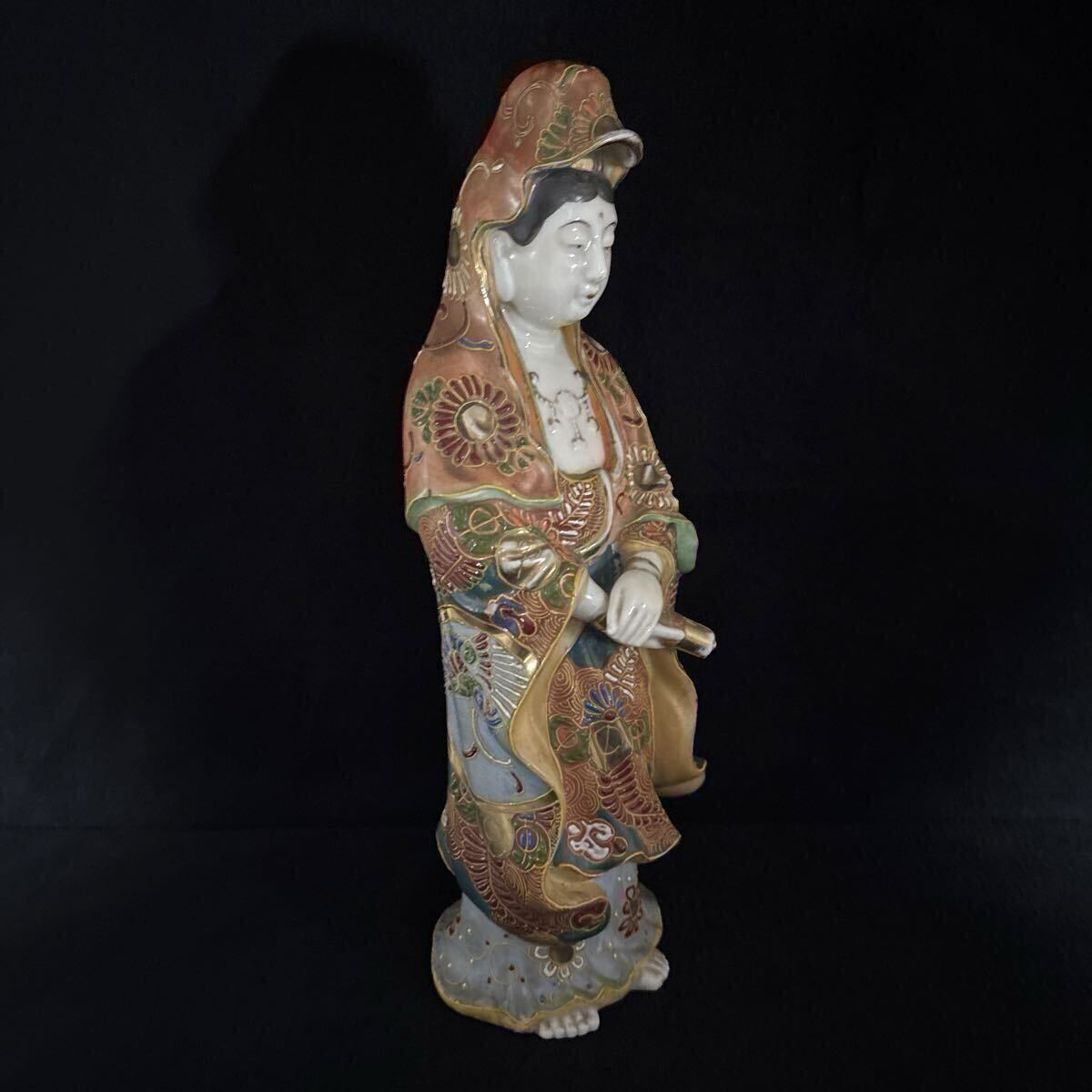 Yahoo!オークション - 特大 九谷焼 八幡窯 色絵金彩観音立像 観音像 仏