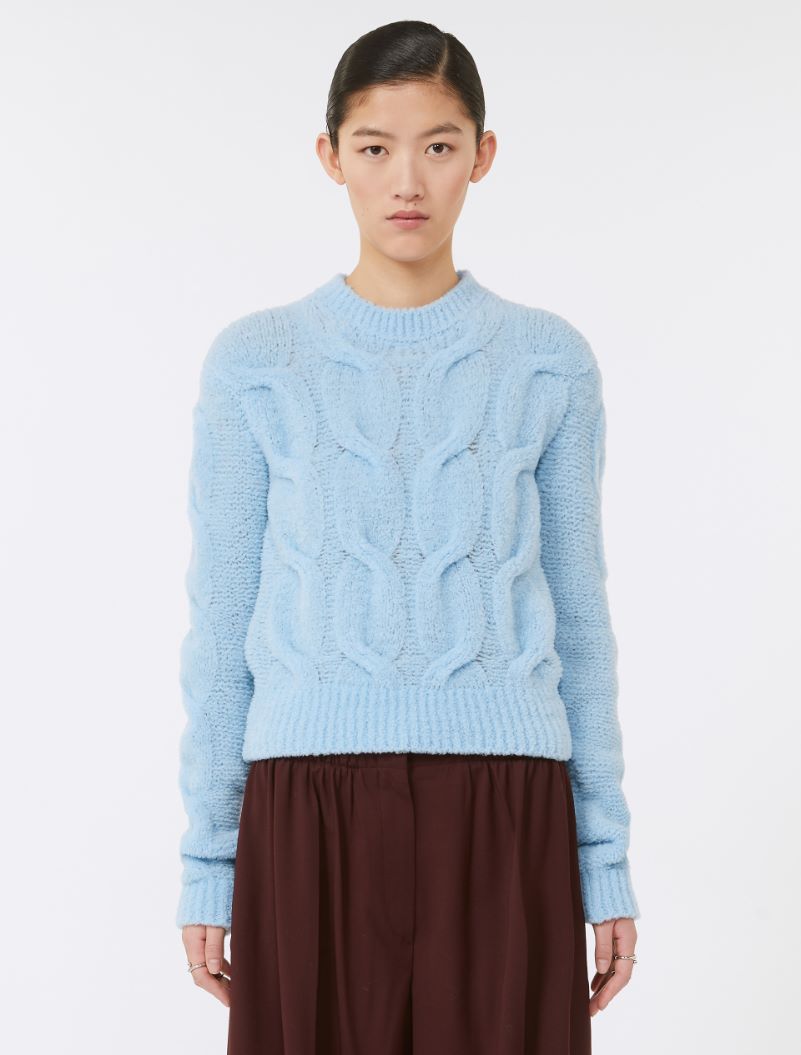 Fluffy cable-knit sweater, light blue | Sportmax