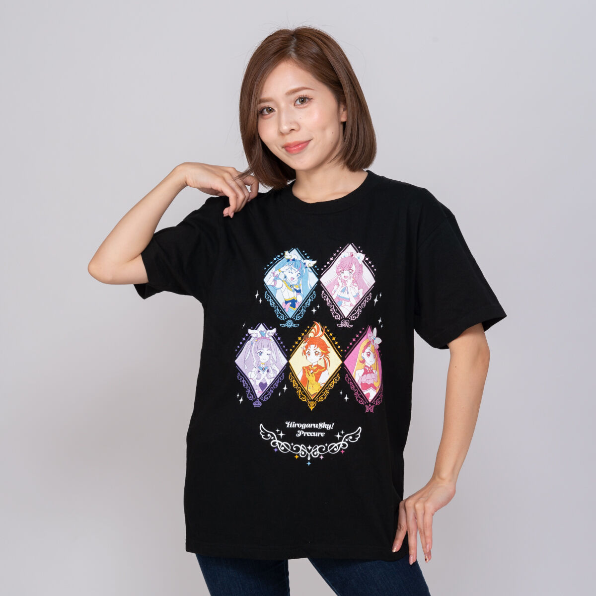ひろがるスカイ！プリキュア Tシャツ 5人集合デザイン（おとなサイズ