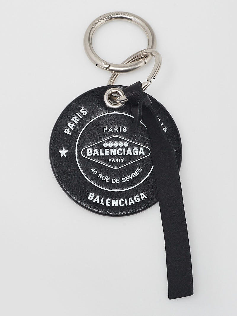 Balenciaga Black Leather Casino Chip Key Ring and Bag Charm