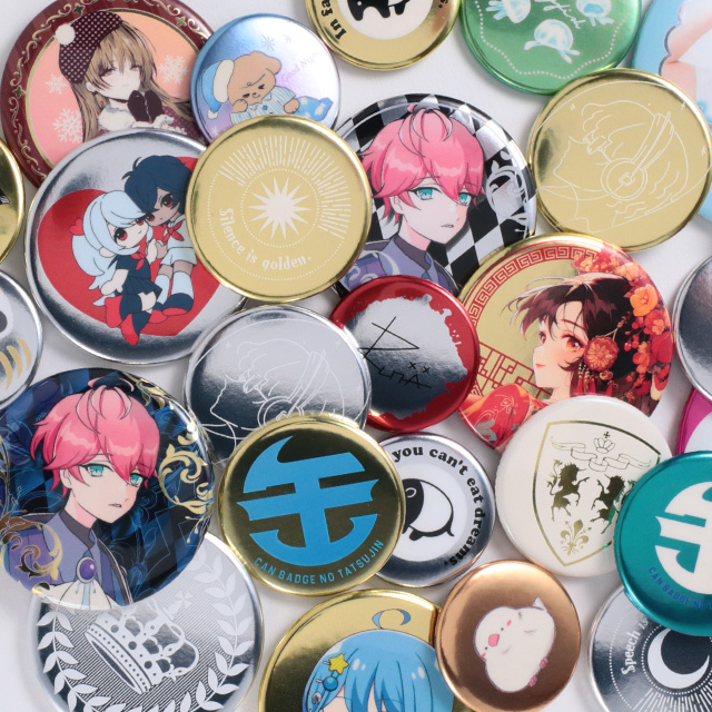 メタリック缶バッジ（白押さえアリ） | 缶バッジの達人