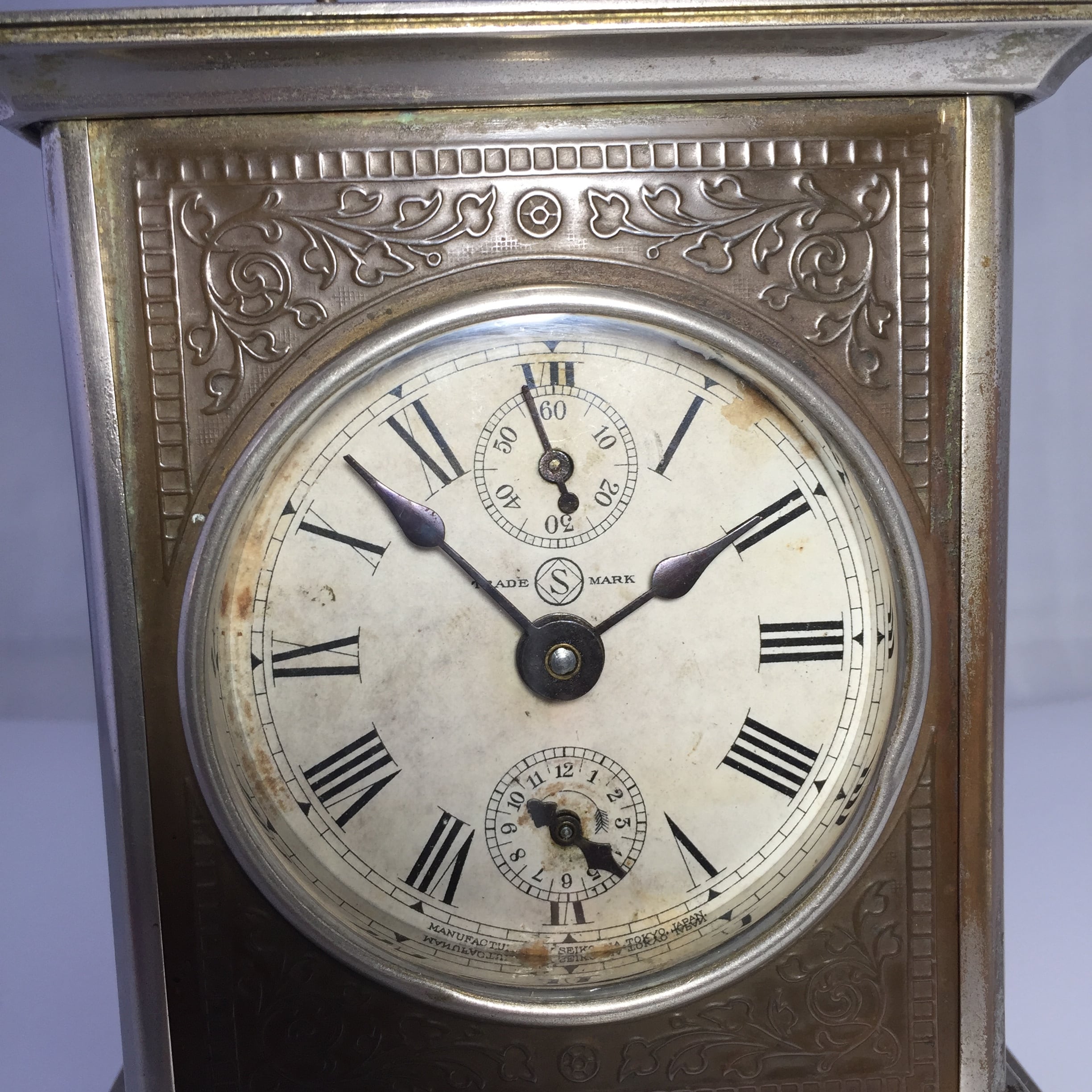 大正期 精工舎角型オルゴール付き目覚まし時計(枕時計)オーバーホール